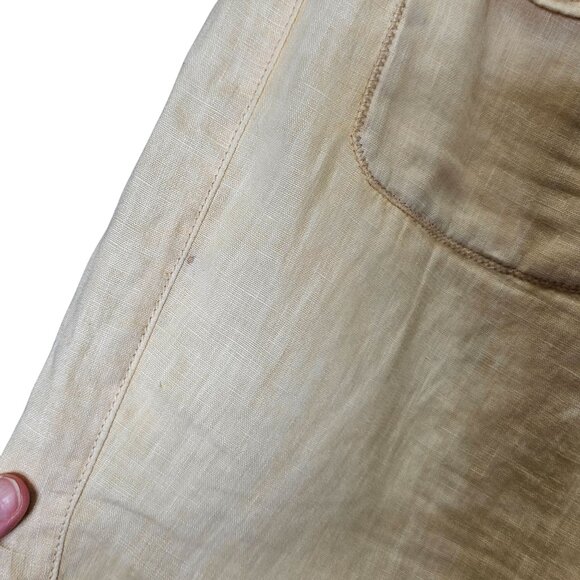 Anthropologie Hei Hei Linen-Blend Wide-Leg Pants Yellow Floral‎ Accents 27 Lace - Picture 6 of 10